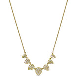 Gold Platinum Finish Sterling Silver Micropave 7 Leaves Necklace with Simulated Diamonds on 16