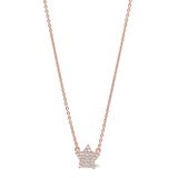 Rose Gold Finish Sterling Silver Micropave Star Necklace with Simulated Diamonds on 16