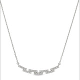 Platinum Finish Sterling Silver Micropave Staggered Bar Necklace with Simulated Diamonds on 16