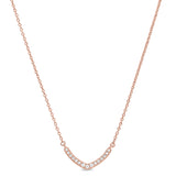 Rose Gold Finish Sterling Silver Micropave V Necklace with Simulated Diamonds on 16