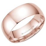 A CrownRing traditional wedding band in rose gold.