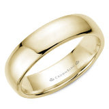 A CrownRing traditional wedding band in yellow gold.
