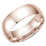 A CrownRing traditional wedding band in rose gold.