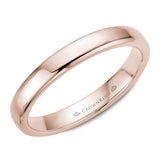 A CrownRing traditional wedding band in rose gold.