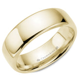 A CrownRing traditional wedding band in yellow gold.