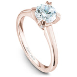 A Noam Carver rose gold engagement ring with a round centerpiece 26 diamonds.