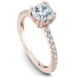 A Noam Carver rose gold engagement ring with 26 diamonds.