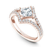 A Noam Carver rose gold engagement ring with 46 diamonds.