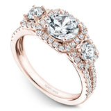 A Noam Carver rose gold engagement ring with 64 diamonds.