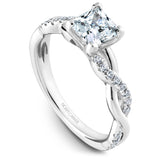 A Noam Carver white gold engagement ring with a twist band 24 diamonds.