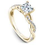 A Noam Carver yellow gold engagement ring with a twist band 24 diamonds.