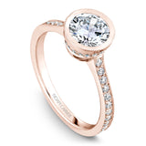 A Noam Carver rose gold engagement ring with 40 round diamonds.