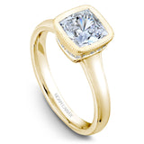 A Noam Carver yellow gold engagement ring with 18 diamonds.