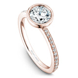 A Noam Carver rose gold engagement ring with 28 round diamonds.