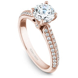 A Noam Carver rose gold engagement ring with 50 diamonds.