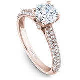A Noam Carver rose gold engagement ring with 86 diamonds.