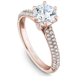 A Noam Carver rose gold engagement ring with 82 diamonds.