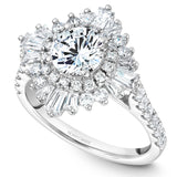 A Noam Carver white gold engagement ring with 48 diamonds.