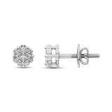 14K White Gold 3/4 Ct.Tw. Diamond Flower Studs Earrings