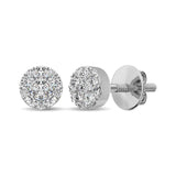 14K White Gold 3/8 Ct.Tw. Diamond Flower Stud Earrings