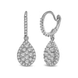 14K White Gold 1 1/2 Ctw Diamond Drop Earrings