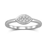 14K White Gold 1/10 Ctw Diamond Marquise Shape Flower Ring