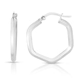 14K White Gold Polished Earring with Hinged Clasp