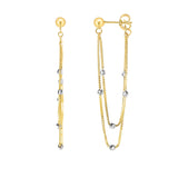 14K Two-Tone Diamond Cut/ Textured Earring with Push Back Clasp