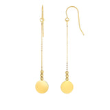 14K Gold Polished Disc & Bead Drop Earring