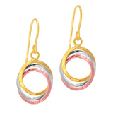 14K Tri-color Gold Polished Earring with Euro Wire Clasp