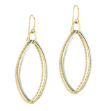 14K Two-Tone Diamond Cut/ Textured Earring with Euro Wire Clasp