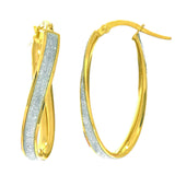 14K Yellow Gold Diamond Cut/ Textured Earring with Hinged Clasp