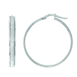 14K White Gold Glitter Earring with Hinged Clasp