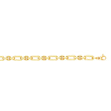 14K 7.5in Yellow Gold Diamond Cut/ Textured Bracelet with Lobster Clasp