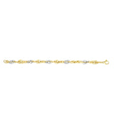 14K 7.5in Two-Tone Diamond Cut/ Textured Bracelet with Lobster Clasp