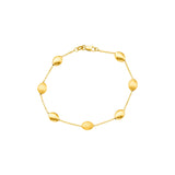14K 7.25in Yellow Gold Diamond Cut/ Textured Bracelet with Lobster Clasp