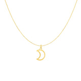 14K Gold Open Moon Necklace