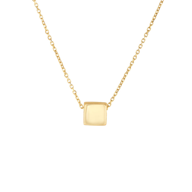 14K Gold Polished Cube Necklace - NCK17SFRB64-18 – Skatells Jewelers