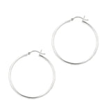 Silver 2X35Mm Hoop Earring