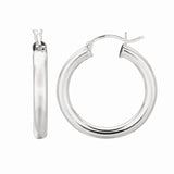 Silver 4X25Mm Hoop Earring