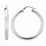 Silver 4X35Mm Hoop Earring