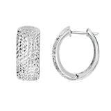 Silver 18X10Mm Diamond Cut Huggie Earring