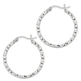 Silver 2X20Mm Diamond Cut Earring