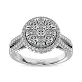 Diamond Two Row Shank Halo Engagement Ring 1 1/2 ct tw in 14K White Gold