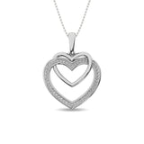 Diamond Duel Heart Pendant 1/10 ct tw in Sterling Silver