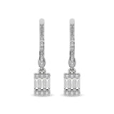 Diamond 1/3 Ct.Tw. Round and Baguette Hoop Earrings in 14K White Gold