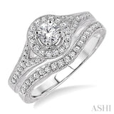 5/8 Ctw Diamond Wedding Set with 1/2 Ctw Round Cut Engagement Ring and 1/6 Ctw Wedding Band in 14K White Gold