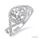 1 Ctw Diamond Engagement Ring with 3/4 Ct Round Cut Center Stone in 14K White Gold