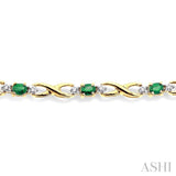 Oval Shape Gemstone & Diamond Bracelet