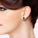 Oval Shape Gemstone Stud Earrings